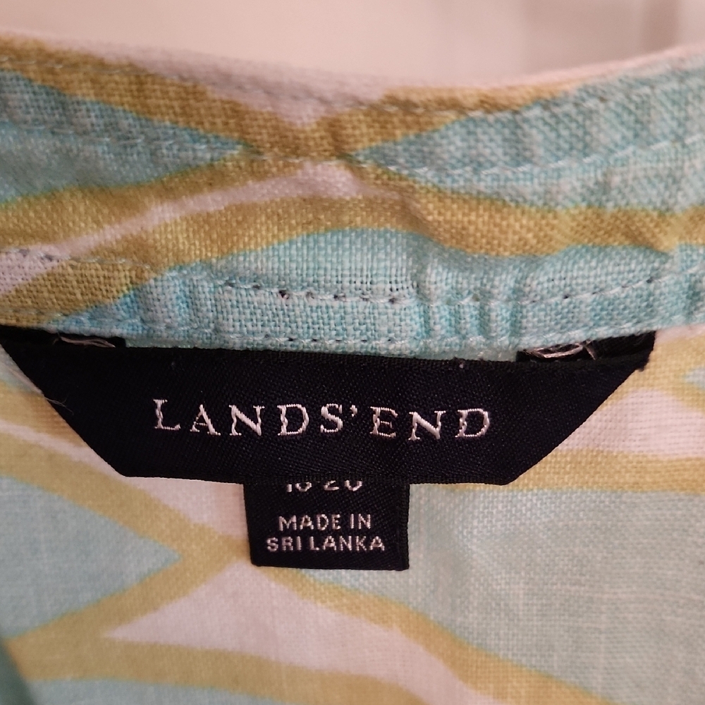 Lands' End Aqua and White Tunic Top - Picture 2 of 11
